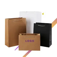 Özel Logo Alışveriş Torbaları için Kablosuz Mağaza Lüks Yüksek Sınıf Hediye Giyim Ambalaj için Boş Kraft Kağıt Torba