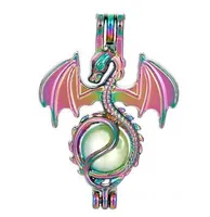 5pcs Rainbow Couleur Dragon Perle Cage Perles Cage Huile Essentielle Diffuseur Médaillon Pendentif DIY Fabrication de Bijoux pour Oyster Perle Cadeau C37