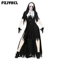 Halloween Nun Spaventoso Cosplay Costume Cosplay Donne Black Vampire Fantasy Dress Terror Sister Party Diampied Set Fantasia femminile per adulti