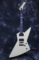 Rare Heavy Metallic James Hetfield MX-220 Signature Cream blanc Explorer Guitar électrique EET FUK Touche Inlay, Copier les micros EMG,