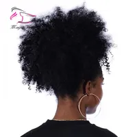 Afro Kinky Curly Ponytail voor Dames Natuurlijke Zwarte Remy Haar 1 Stuk Clip in Paardenstaarten 100% Menselijk Haar Evermagic Hair Products