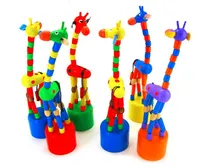 Kleurrijke houten blokken rocking giraffe speelgoed voor baby wandelwagen peuter kinderen educatief dansen draad speelgoed kinderen kinderaccessoires