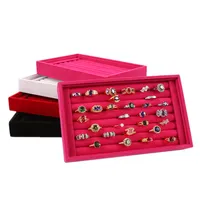 nova moda de veludo Anel Organizador Earring Jewelry carrinho de exposição de jóias titular rack Showcase 6 cores