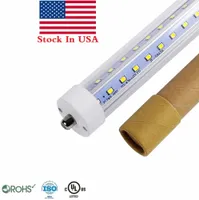 T8 8FT LED Tubes Luz Pin Single FA8 8FT Lâmpadas LED 45W 72W V em forma de LED Tubos LED AC 85-265V + Stock nos EUA