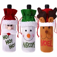 Şarap Şişesi Kapağı Çanta için Merry Christmas Süslemeleri Ev Noel Baba Kardan Adam Noel Noel Yemeği Dekor Natal Yeni Yıl Dekorasyon