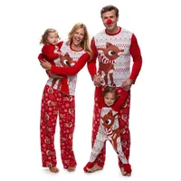 2018 el más nuevo juego de pijamas de Navidad a juego para mujeres, hombres, niños, niños, ropa de dormir, ropa de dormir, camiseta casual, pantalones