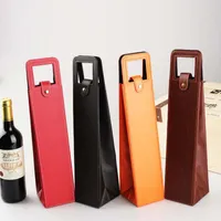 النبيذ الاحمر الساخنة التعبئة عالية الجودة البلاستيكية والجلود حقيبة كلاسيكية الخمور واحدة مع مقبض علب الهدايا التخزين
