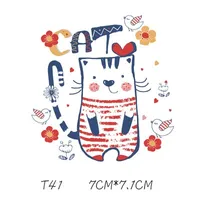 Dikiş Kavramları Araçları Çocuk Yamalar Güzel Karikatür Kedi Sticker DIY Çıkartmaları için T Gömlek Komik Demir-On Transferler Giysi