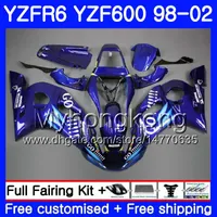 Lichaam voor Yamaha Full Blue Go !!!! YZF R6 98 YZF600 YZFR6 98 99 00 01 02 230HM.22 YZF 600 YZF-R600 YZF-R6 1998 1999 2000 2001 2002 Valerijen