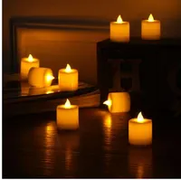 10 pcs LED Electronic Flameless Candles Yellow Tea Light Simulation Flame Flicker Candle Lamps mini Candles for Wedding Party