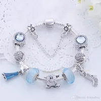 Novo estilo misturado charme pulseira 925 pulseiras de prata para mulheres vintga pulseira roxo cristal grânulos diy moda jóias para presente de natal