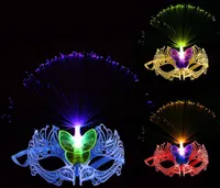 Women Venetian LED Fiber Mask Masquerade Fancy Dress Party Princess Feather Masks Multi Colors for Party
