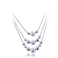 Envío gratis moda elegante collar de las señoras 925 pequeña bola colgante collar largo Mulit cadena joyería plateada de plata regalo cariñoso