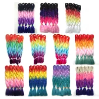 Kanekalon Cztery Tone Tone Hair Extensions Fioletowy Różowy Czerwony Niebieski Blondynka Ombre Jumbo Crochet Twist Braids Włosy 24 Cal 100g