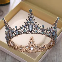 Janevini 2018ヴィンテージBaroyque Bridal Crownsの結婚式のラウンドラインストーンクリスタルヘッドバンドクラウンティアラスヘッドピースウェディングヘアジュエリー