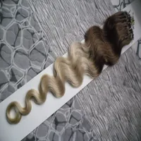 Estensioni per capelli Micro Loop 100g Natural 100-Umany Hair Body Wave 16 "18" 20 "22" 24 "Micro anelli micro-loop con bonde incollati da 22" 24 "Link Estensione per capelli