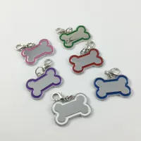 30 pcs/lote creativo lindo de acero inoxidable en forma de acero en forma de hueso de bricolaje etiquetas de tarjeta para collares personalizados accesorios para mascotas