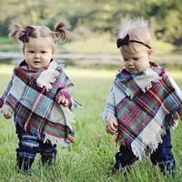 Kız bebekler Kış Ekose pelerin Çocuklar şal atkı panço kaşmir Pashmina Dış Giyim Çocuk Coats Ceketler Giyim Bebek Giyim