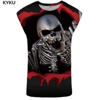 Kyku Skull Tank Top Uomo 3D Singlet Rock Ftness Abbigliamento Punk Tanktop Gothic Gilet Stringer Stickey Shirt Syless Syney 2018 Stampato divertente