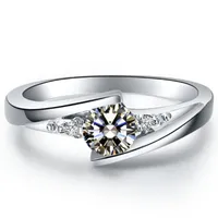 Hot-Sell Star Twinkle Synthetische Diamant Verlovingsring Sterling Zilveren Sieraden 18 K Wit Vergulde Semi Mount Instellingen Ring