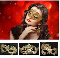 5 stilar Luxury Gold Crown Venetian Metal Laser Cut Bröllop Masquerade Mask Dance Cosplay Kostym Party Mask