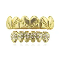 Oro Argento Colore Uomini Donne Hiphop Stripe Denti Grillz Top Bottom Groll Set con silicone Vampire Teeth Party Jewelry