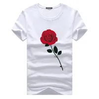 Rosa impresa camisetas de verano camisa superior cuello redondo de manga corta 5XL hombres nueva ropa de moda de algodón Tops para hombre camisetas ocasionales