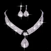 2019 Bling bling smycken sätter två bitar droppe örhängen halsband brud halsband billiga bröllop brud tillbehör