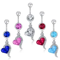 Luxury Clear CZ Crystal Diamond silver Plated Heart Navel Belly Ring Button Ring Body Piecing for Sexy Women