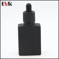 wholesale e cig liquid 15ml 30ml square matte black glass dropper bottle with childproof and tamper evident cap