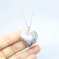 New Arrival Carved Designs Heart Photo Frame Pendant Necklace Stainless Steel Charms Locket Necklaces Women Men Fashion Memorial Jewelry