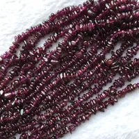 Rabatt Großhandel Natürliche Rose Lila Granat Nugget Chip Lose Perlen frei Form 3x6mm Fit Schmuck Halskette Armbänder 15.5 "05592