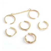 Shuangr 2016 novo 6 pçs / lote brilhante estilo punk empilhando anéis de junta dedo midi anéis de folha de encanto conjunto para mulheres jóias