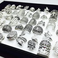 Großhandel 50 stücke Mix Styles Schöne Silber Vintage Schmuck Ringe Für Frauen Party Geschenke Einzigartige Marke Neu