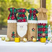 14x35cm arpillera de yute natural con cordón de joyería bolsas de Navidad Año Nuevo favores de partido regalos que embalan el saco de Papá Noel Bolsas Bolsas del patrón