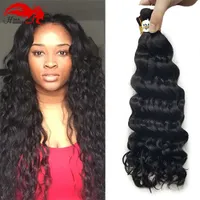 bulk human hair for braiding Hannah HAIR Micro Braiding Super Bulk Style 1 Pack (3 Bundles or 4 Bundles) Deep Curly Natural Black 1B#