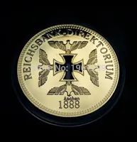 [Venda quente] Frete Grátis 5 pçs / lote 999/1000 Gold Clad Reichsbank Aachen 1888 Moeda de lembrança, Alemanha Hollow Ferro Cruz Coin