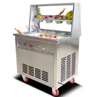 Beijameiステンレス鋼スクエアパン揚げアイスクリームロール機鍋フライフラットアイスクリームメーカーヨーグルトフライドアイスクリームマシン