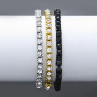 Iced Out Gold Chain Bracelet For Mens Hip Hop Damond Tennis Jewelry Single Row Rhinestone Bracelets 8inch