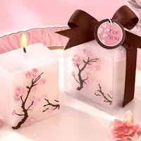 100pcs candele di nozze Smoke-free profumato Cera Cherry Blossoms Candela regalo di nozze Regali Favori Decorazione del partito SN409