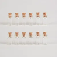 1 ml Mini botellas de vidrio Frascos con corcho vacío Tiny Trainferent Botella de vidrio JARS 13 * 24 * 6mm 100pcs