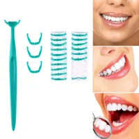 Interdental Teeth Stick Brush 20pcs Floss Head+1pc Handle Oral Clean Care Picks Dental Toothpicks Replacement Head Brush Tools
