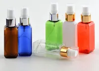 Forma 50ml Green Square Pet bottiglia di profumo con spruzzatore di plastica di alluminio
