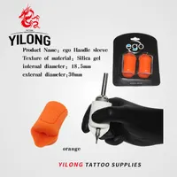 Yilong 2PCS EGOシリコーンゲルタトゥーグリップカバーラップブラック滑り止め輸入グリップカバーサプライド18mm-22mmタトゥーグリップ送料無料