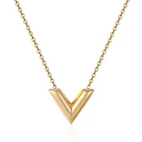 Classic Design Känd märke V Brev Hängsmycke Halsband för kvinna Titanium Stål Kvinna Halsband Lyx Smycken Kvinnlig högsta kvalitet