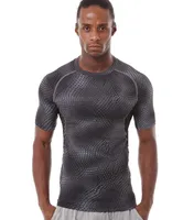 Atacado-2018 manga curta elástico apertado sportswear aptidão homens yoga shirt compressão respirável absorver o suor correndo camisetas roupas