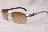 2019 hoogwaardige fabrikanten produceren frameloze zonnebril, 8200759 unieke diamantontwerper, glazen, gemengde hoorn rechthoekige lens bril