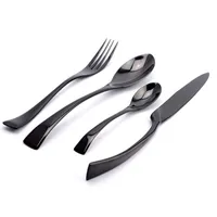 4pcs Black Rose DinnerWare Set Top Quality In acciaio inox Coltello da cena e forchetta e seaspoon set di posate