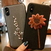 2018 recién llegado de Creative 3D bordado cubierta de la caja del teléfono Lindo flor de hierba Animal 9 patrones caja del teléfono para iPhone