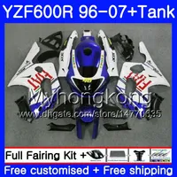 Ciało + Tank dla Yamaha YZF600R Thundercat 02 03 04 05 06 07 229HM.41 Biała Gorąca Sprzedaż YZF 600R YZF-600R 2002 2003 2004 2004 2005 2006 2007 Owalnia